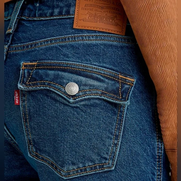 Levi's Noughties Bootcut Low Rise Jeans Size 29 Blue Wash Pocket Y2k 28 - Picture 4 of 16